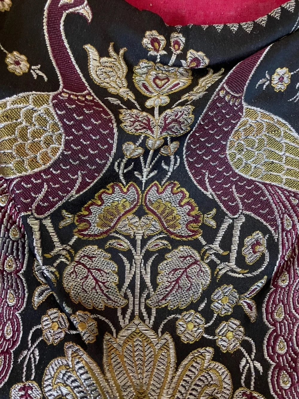 Artisanal Kashmiri Peacock Embroidered Wall Pouch / Mono Stole